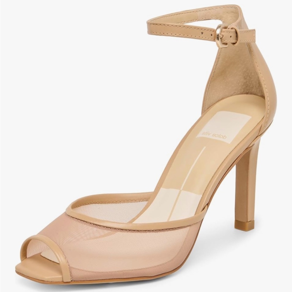 New Dolce Vita Cafe Serlo Mesh Stiletto Heels Ankle Strap Nude Size 9
